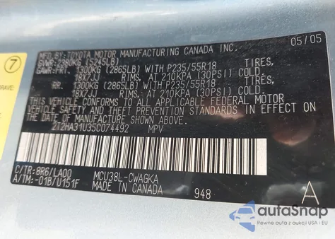 2005 Lexus Rx 330 from USA, damaged, VIN 2T2HA31U35C074492